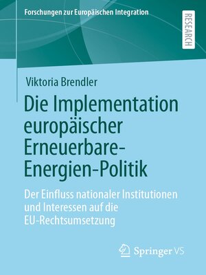 cover image of Die Implementation europäischer Erneuerbare-Energien-Politik